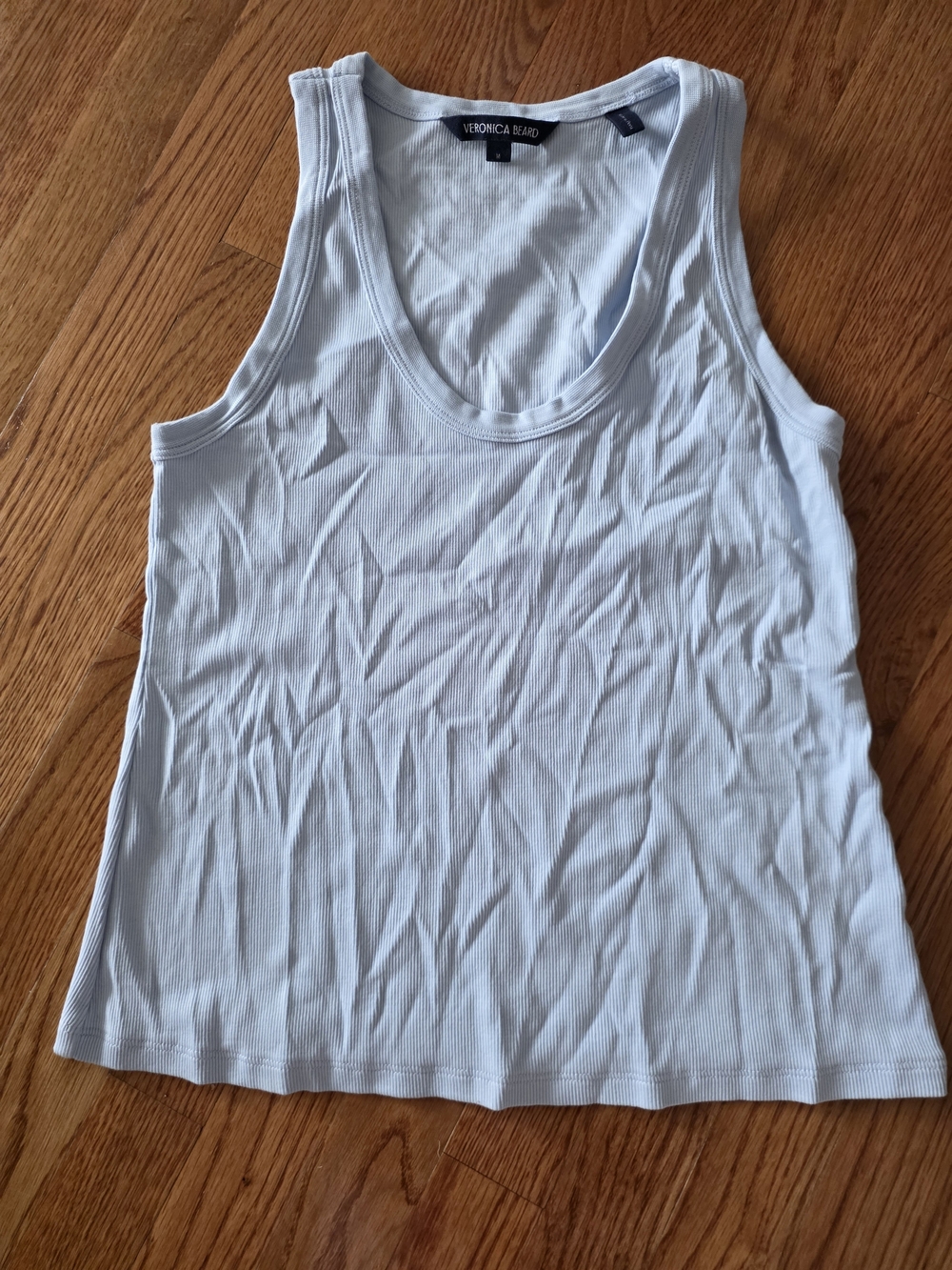 Veronica Beard Light Blue Ribbed Tank Top